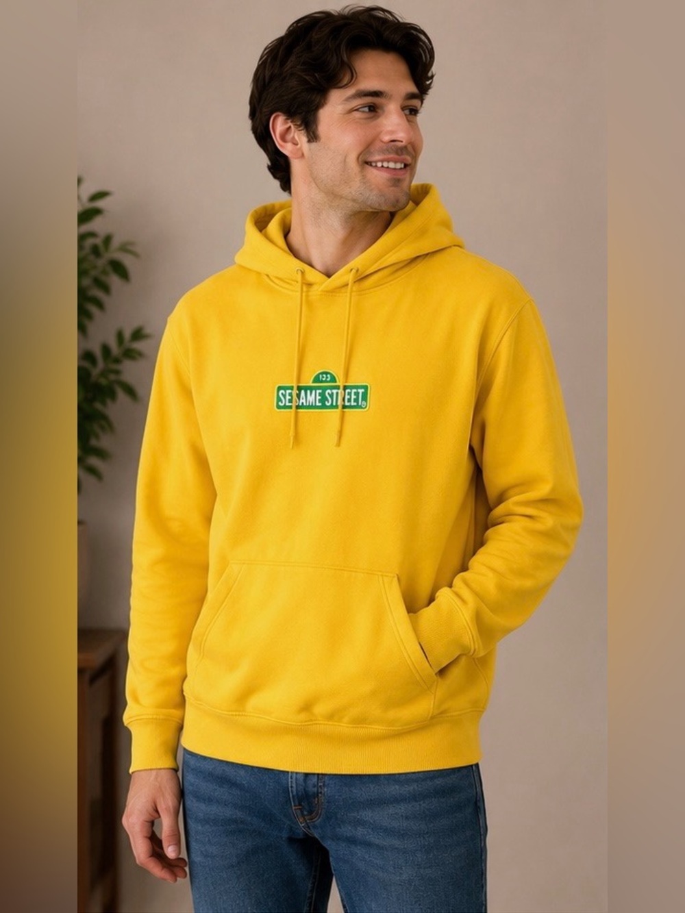 H&M Yellow Sesame Street Logo Hoodie